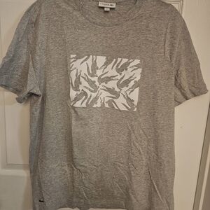 Lacoste Men's Heather Gray Graphic Tee